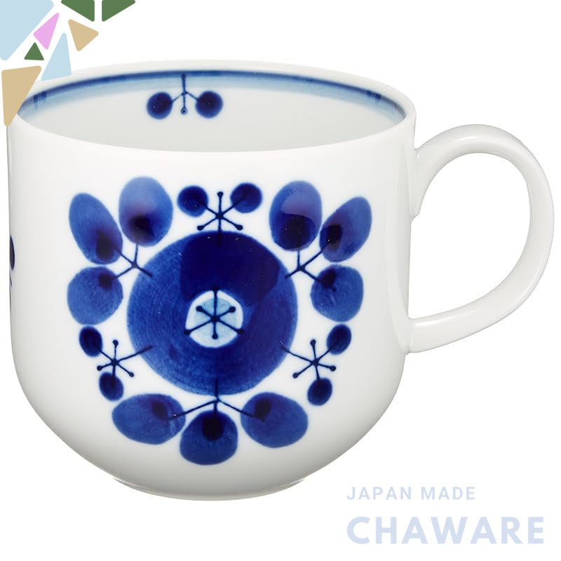 Hakusan Porcelain Blue Bloom Bouquet Mug, Approx. φ8.7×8.2cm, 360ml, Hasami Ware, Made in Japan - Elegant Japanese Desig