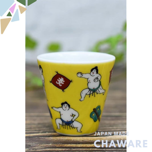 【made in japan】
Waza no Kura Lucky Sake Cup, Kutani Ware Sake Set, Sumo Wrestler Design, Ceramic Tableware, Japanese Tea