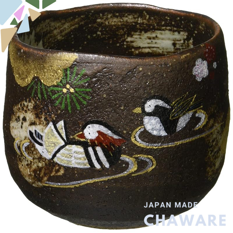 【made in japan】
Kyo-Yaki Seihou-Yaki Hachiman Kiln Large Tea Cup - Lucky Mandarin Duck Design, Model UBK204-01, Perfect 