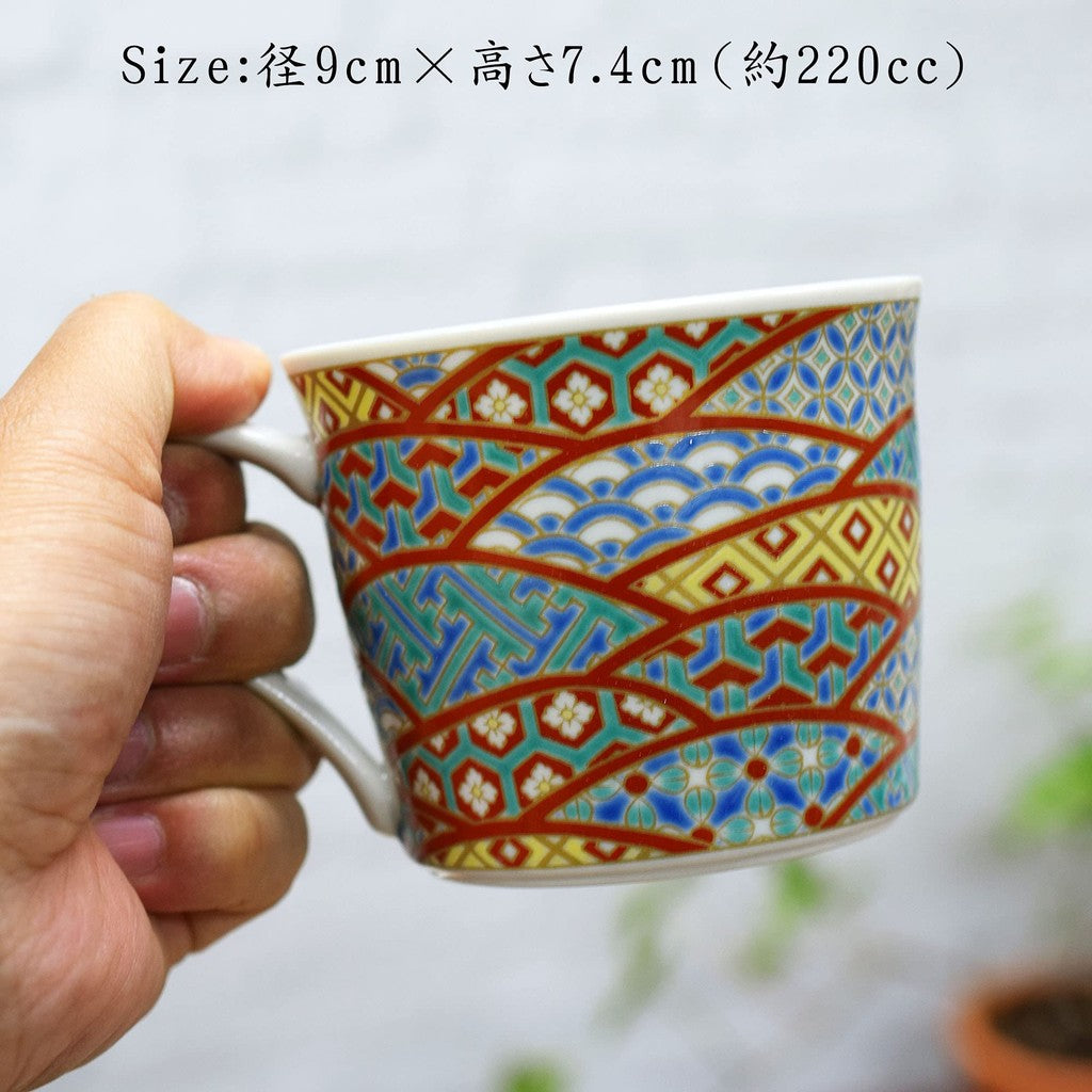 "Waza no Kura Kutani Porcelain Mug with Gold Patterns - Premium Japanese Tableware, High-Quality Ceramics - Perfect Gift for 60th Birthday Celebrations."chaware