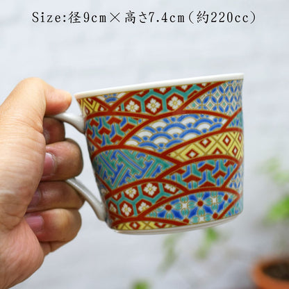 "Waza no Kura Kutani Porcelain Mug with Gold Patterns - Premium Japanese Tableware, High-Quality Ceramics - Perfect Gift for 60th Birthday Celebrations."chaware