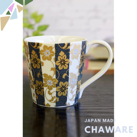 Stylish Kutani Ceramics Mug with Blue and White Patterns, High-Quality Japanese Pottery, Elegant Tableware for Home and 