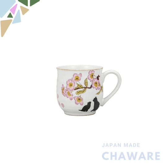 Kutani Porcelain Iwataya Sakura and Cat Design Mug K8-836 – Beautifully Crafted Japanese Ceramics for Tea and Coffee Lov