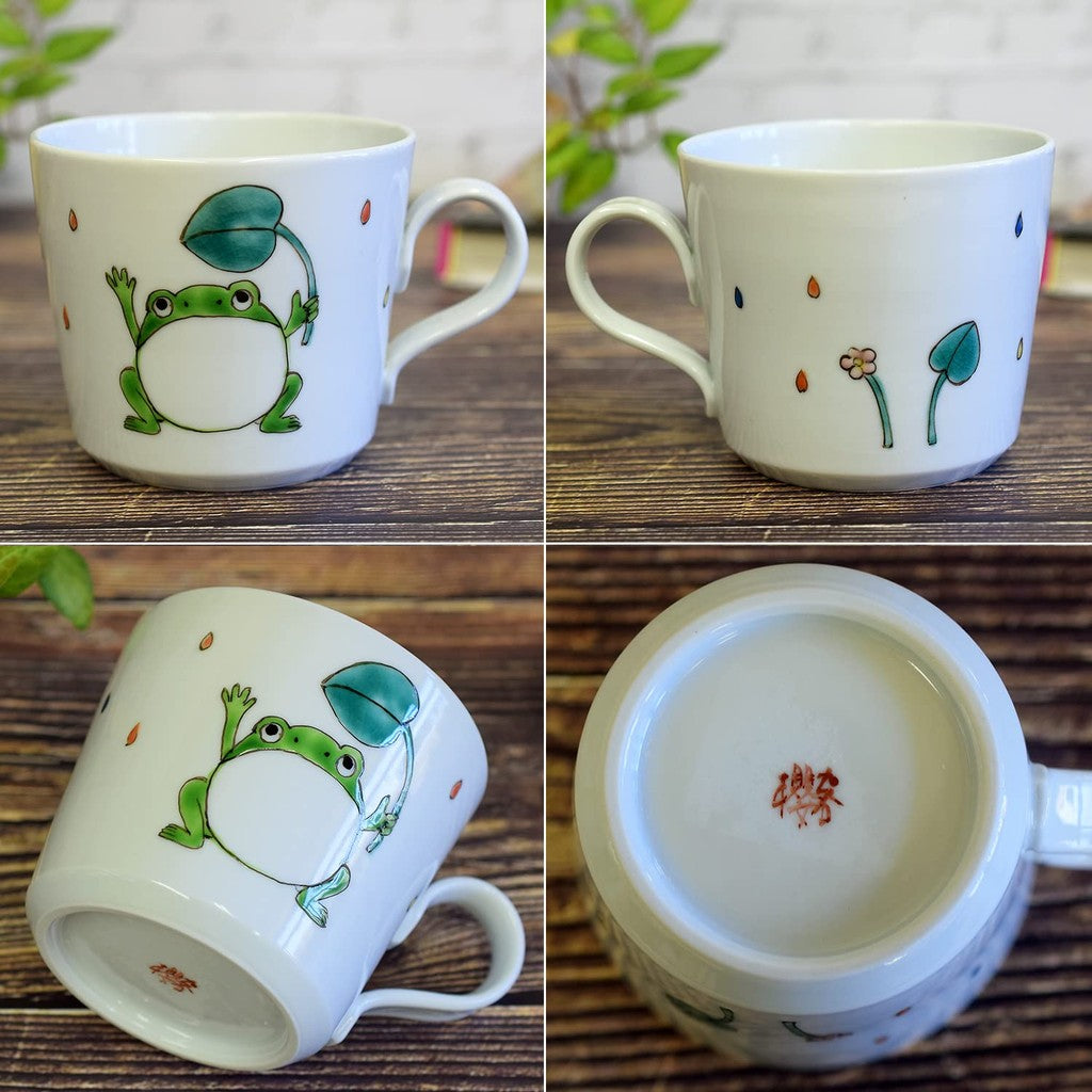 Stylish Kutani Ware Frog Mug - High-Quality Japanese Porcelain Tea Cup, Elegant Tableware, Perfect for Unique Gift or Home Decoration.chaware