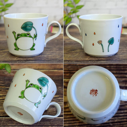 Stylish Kutani Ware Frog Mug - High-Quality Japanese Porcelain Tea Cup, Elegant Tableware, Perfect for Unique Gift or Home Decoration.chaware