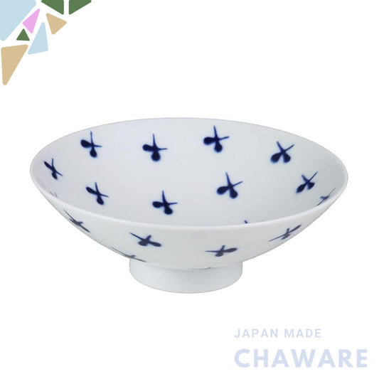 Haku-san Porcelain Flat Tea Bowl Blue - 15cm Diameter, ST-16, Designed by Masayoshi Mori, Made in Hasami, Japan