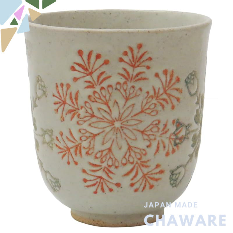 【made in japan】
Hasami Porcelain Kunzan Teacup in Red with Wavy Petal Design - Ideal for Tea Lovers and Traditional Japa