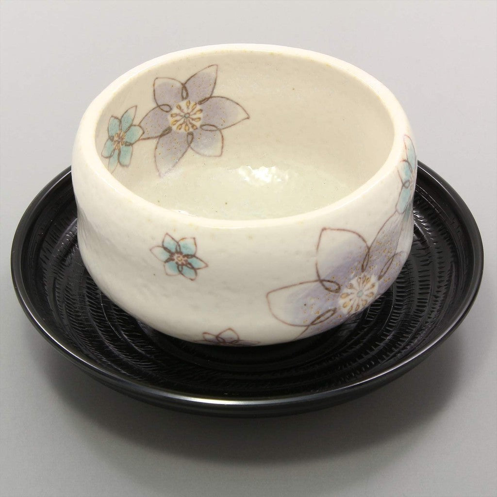【made in japan】
"Mino Ware Relaxing Bowl Set with Tea Plate - Clematis Design, Made in Japan, Model 503-03, Perfect for Tea Time and Elegant Dining"