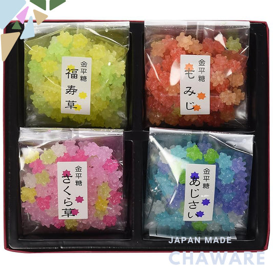 【Tofu Hompo】Kyoto Seasonal Shift Konpeito Candy, 40g x 4 Bags - A Delightful Treat Inspired by the Changing Seasons of K