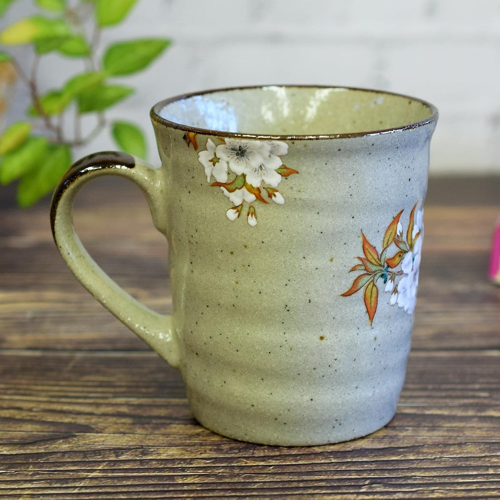 Stylish Kutani Porcelain Mug with Cherry Blossom and Bird Design by Wazano Kura - Premium Japanese Tableware, Perfect for Birthdays and Special Gifts. Teacup