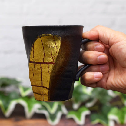 Stylish Kutani Ware Mug with Gold Leaf, Luxury Ceramic Tableware by Waza no Kura, High-Quality Japanese Brand Gift for Kanreki Celebrationchaware
