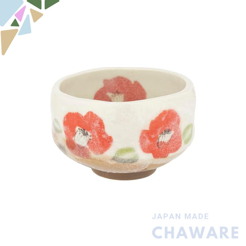 【made in japan】
Japanese Tea Cup - Ippuku Bowl with Camellia Design, Mino Ware, Made in Japan, Unique Traditional Tablew