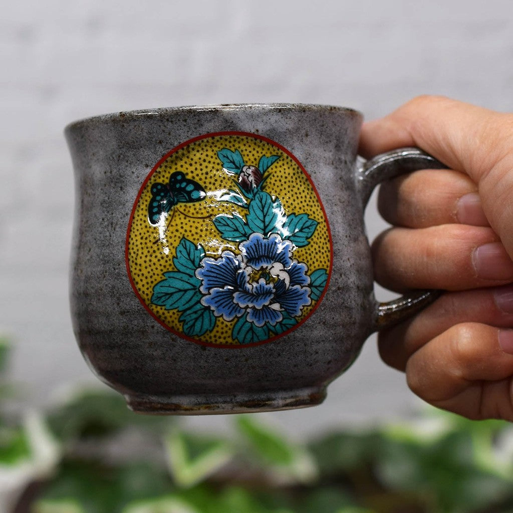 Stylish Kutani Ware Mug by Yoshidaya Featuring Peony Design - Premium Quality Japanese Ceramic Tableware, Perfect for Elegant Dining Experiences.chaware