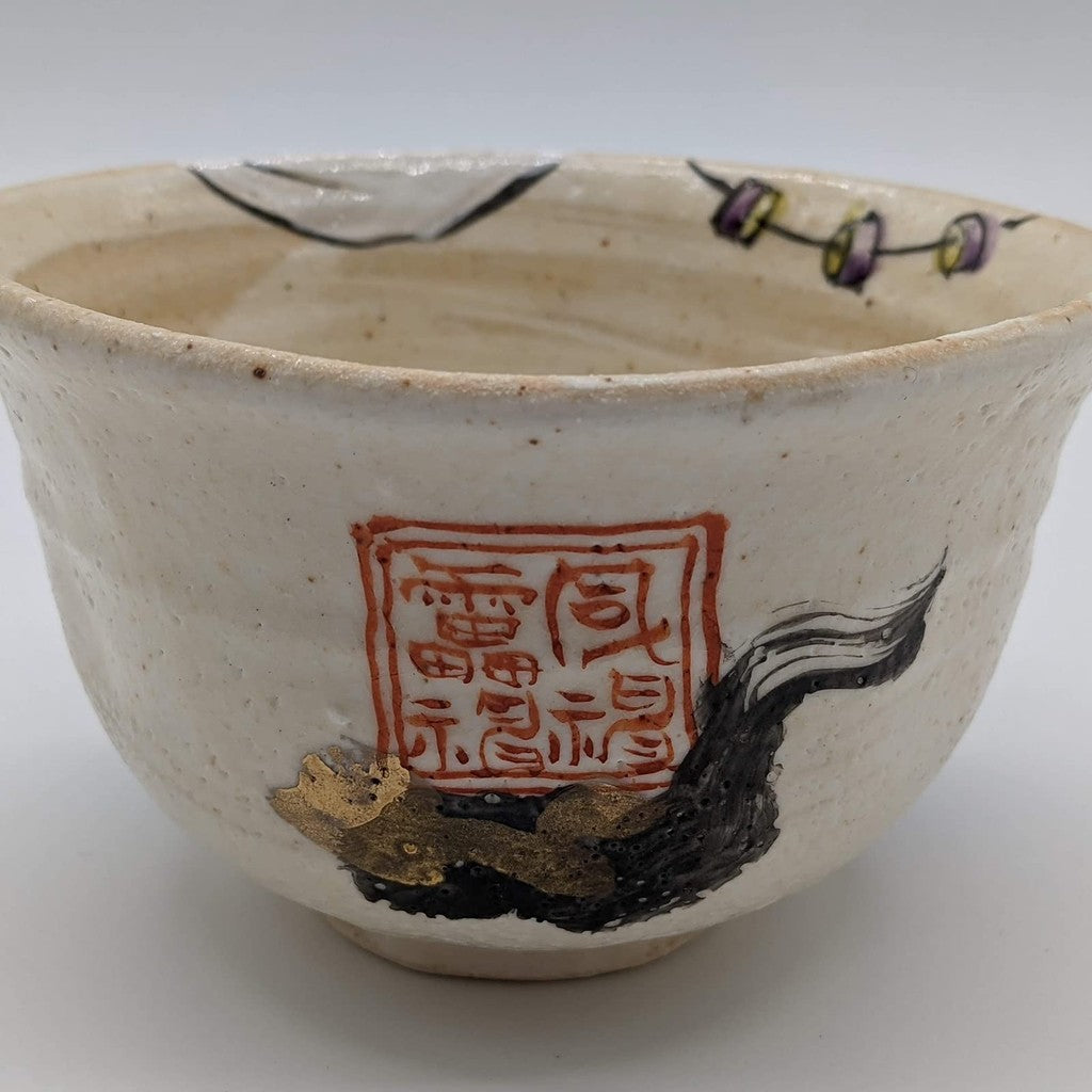【made in japan】
Mino Ware Wada Ichihito Matcha Bowl and Tea Cup Set, Approx. 13cm, Fujin Raijin Design, Made in Japan, Model 105-0013. Perfect for tea lovers and collectors!