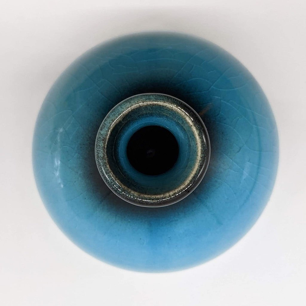 【made in japan】
Mino Yaki Higashiyama Kiln "Turquoise Blue" Mini Vase - Japanese Ceramics Flower Vase for Single Stem Arrangement, 9cm Tall, Made in Japan, 551-0069
