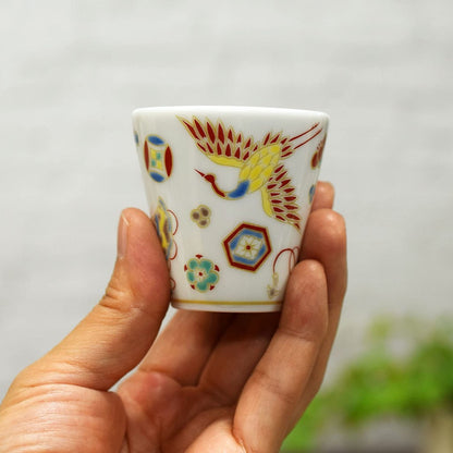 Waza no Kura Lucky Sake Cup - Kutani Ware, Traditional Japanese Sake Server, Tokkuri Style, Handmade Ceramic, Fortune Design, Authentic Japanese Tableware, Perfect for Sake Enjoyment.