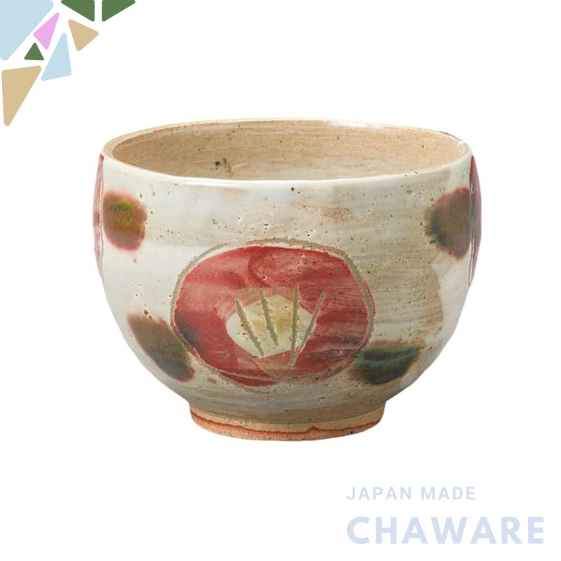 【made in japan】
Ale-net Nippo Cup 10x7.3cm Camellia Design (Red) - Unique Matcha Bowl, Cafe Bowl, Mino Ware, Made in Jap