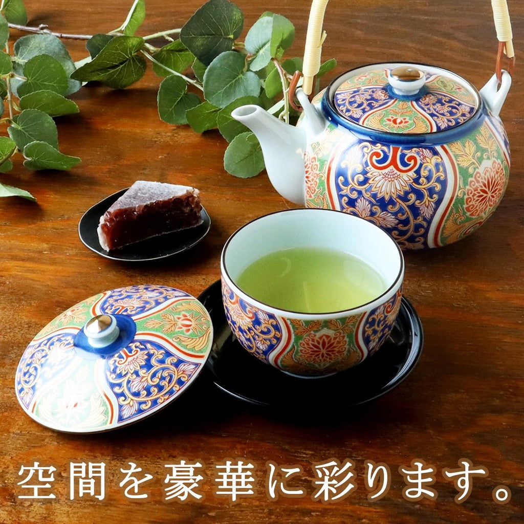 【made in japan】Luxurious Arita Ware PC Tea Tray with Kiyomizu-Style Design - Edo Period "Ikari" Romanticism, Exquisite Gold Leaf Decoration, Made in Japan