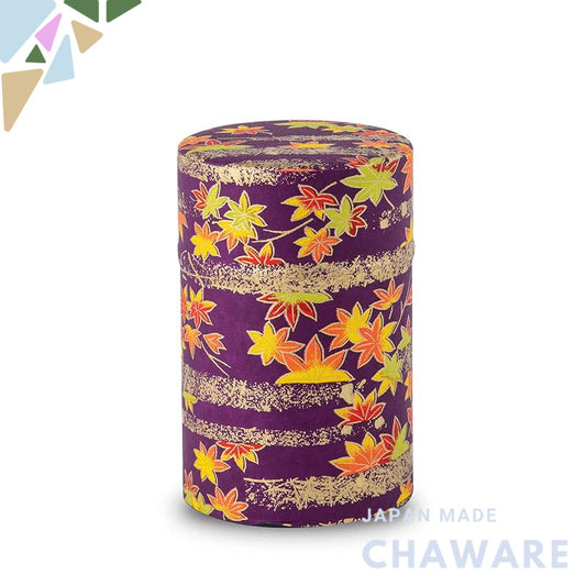 Noren Japanese Paper Tea Canister - 200g Steel Can with Lid - Stylish Storage for Tea and Dry Goods