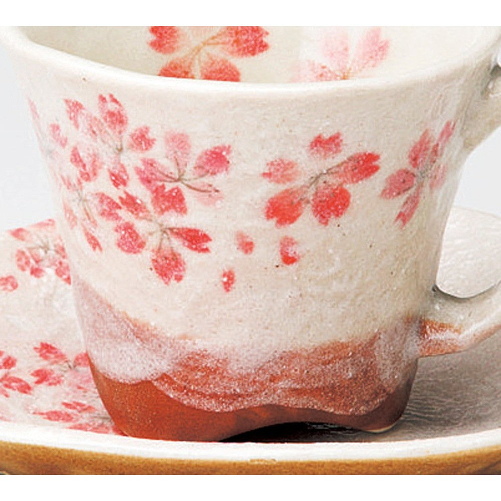 【made in japan】
Monshoh Pottery Coffee Cup Set with Saucer - Heian Cherry Blossom Design, Red; Cup Dimensions: φ8.5×7cm (150cc), Saucer: 14×15×2.3cm - Model 750-07-403. Perfect for coffee lovers!