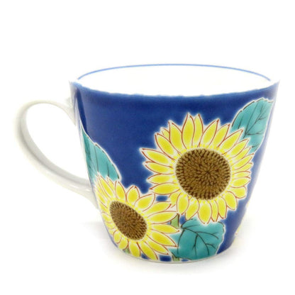 Stylish Kutani Ware Mug with Sunflower Design - High-Quality Ceramic Tableware from Japan, Elegant Brand for Your Dining Experience Tea Bowl