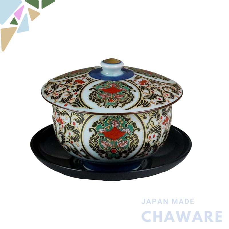 【made in japan】
Yuki Romance: Impressive Antique Imari Style Luxury Arita Ware PC Tea Coaster with Handle - "Karabana" D