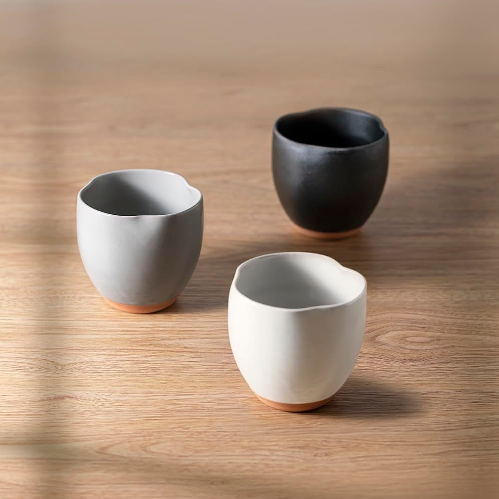 【made in japan】
&NE Minoyaki Red Clay 3 Peko Cup Rabbit and Dog Black Capacity Approx. 230ml Teacup Made in Japan Pottery Tea Cup NAW-331-BK