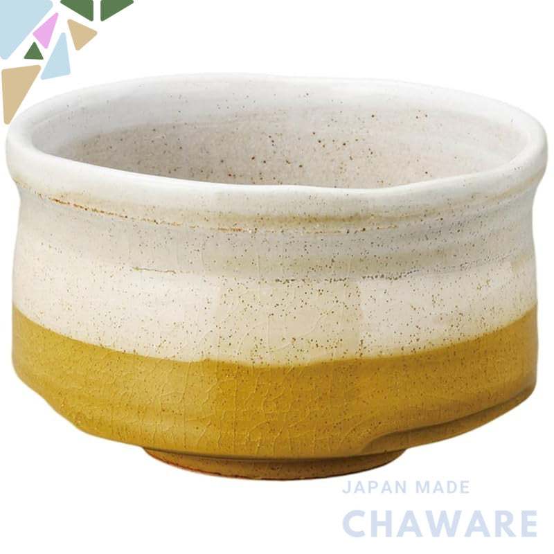 Ale-net Matcha Bowl, Ceramic Tea Bowl, Φ13×H8cm, Iridescent Yellow, Made in Japan, Mino Ware, Perfect for Tea Ceremony a