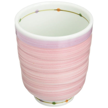【made in japan】
Hasami pottery lightweight teacup (small) with colored dot pattern in pink, microwave and dishwasher safe, made in Japan, 14780.