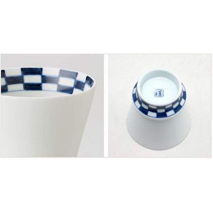 【made in japan】
Arita Porcelain "Supreme Shochu Glass" - Checkered Pattern Tumbler, 280ml Capacity, Microwave and Dishwasher Safe, Made in Japan - Model 98839.