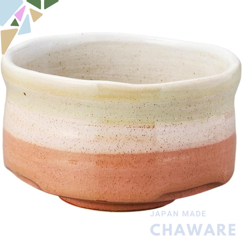 Ale-net Matcha Bowl, 13cm Diameter x 8cm Height, Iridescent Peach Color, Traditional Mino Ware, Made in Japan - Perfect 