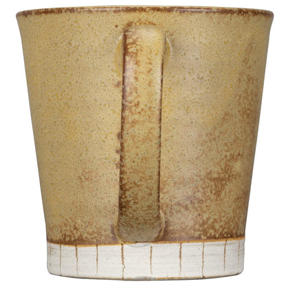 【made in japan】Mino Ware Mug, Approximately 9cm, Karatsu Carving, 10 Grass Pattern, Yellow Color, Made in Japan, Item No. 132-1617 - Perfect for Your Daily Coffee or Tea Enjoyment!