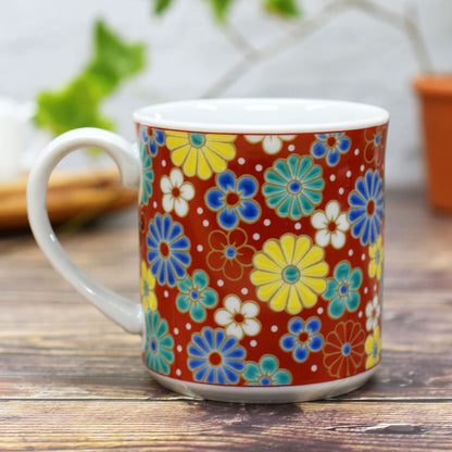Waza no Kura Kutani Porcelain Mug - Ume and Chrysanthemum Design, Premium Tableware, Made in Japan, Gift for 60th Birthday Celebration or Special Occasions.chaware