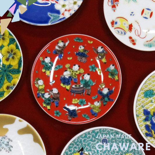 【made in japan】
"Waza no Kura Stylish Kutaniyaki Mamezara Decorative Small Plates, Wooden Rice Design, Ceramic Tableware
