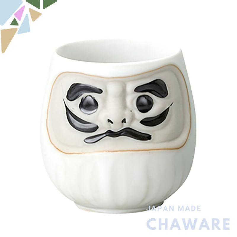 【made in japan】
Mino Ware Feng Shui Daruma Sushi Teacup in White (Promotes Health and Fortune, Protection from Evil) K11