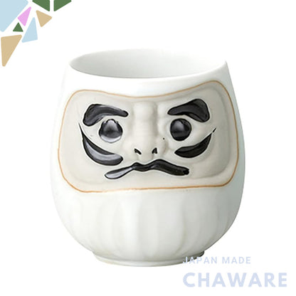 【made in japan】
Mino Ware Feng Shui Daruma Sushi Teacup in White (Promotes Health and Fortune, Protection from Evil) K11