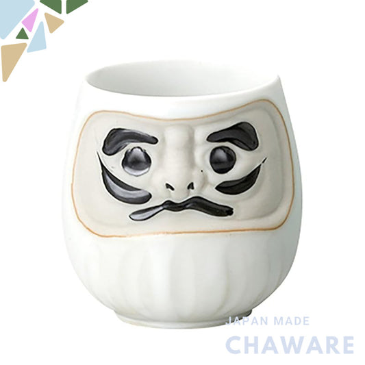 【made in japan】
Mino Ware Feng Shui Daruma Sushi Teacup in White (Promotes Health and Fortune, Protection from Evil) K11