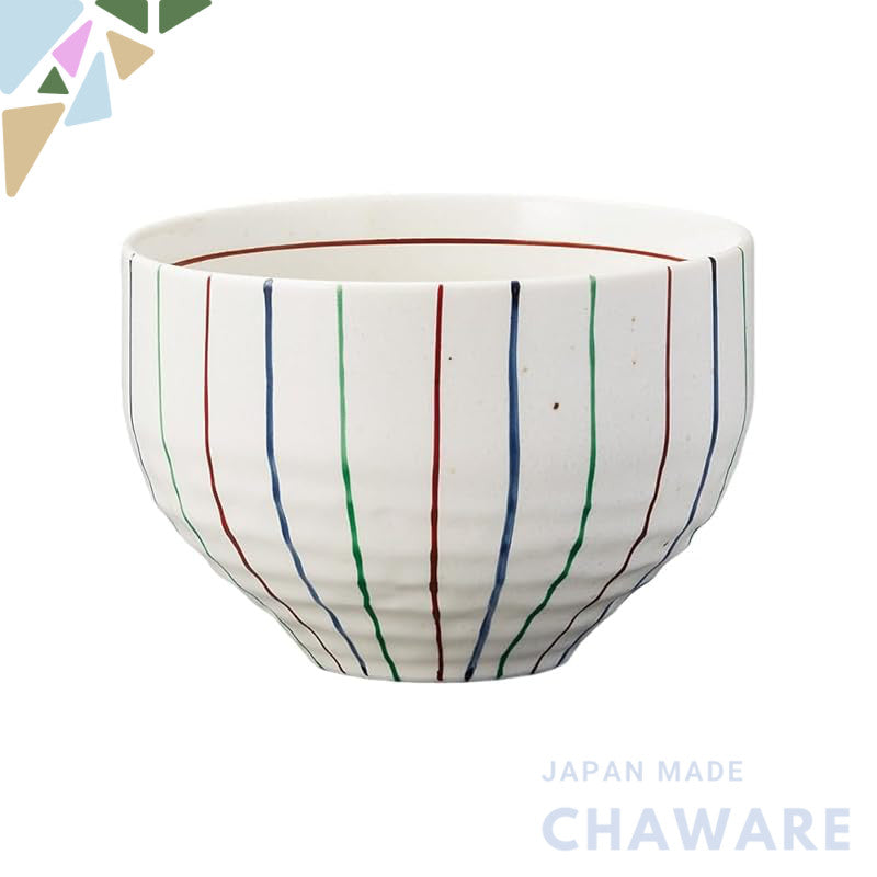 made in japan Hand-painted Three-color Chawan, Tea Bowl 10×6.8cm, 320cc, Matcha Bowl, Café Bowl, Mino Ware, Made in Japa