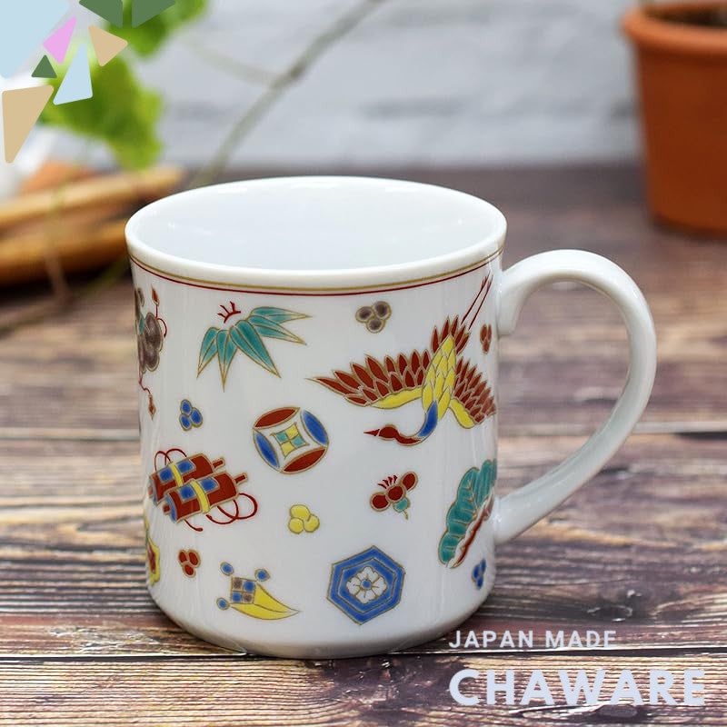 Waza no Kura Kutani Ware Mug - Takara Zukushi Design, Premium Ceramic Tableware, Japanese Made, Ideal for Birthday Gifts