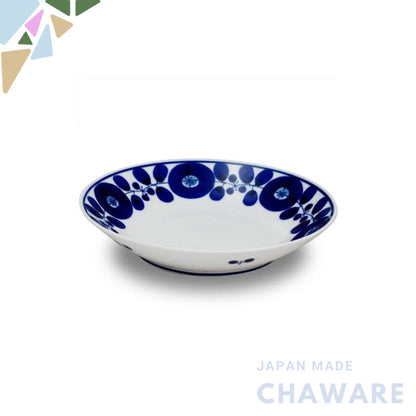 Hakusan Porcelain Free Dish with Blue Wreath Bloom, Approximately 20x4cm, Hasami Ware, Made in Japan, ama-751953, Ideal 