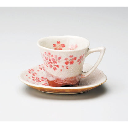 【made in japan】
Monshoh Pottery Coffee Cup Set with Saucer - Heian Cherry Blossom Design, Red; Cup Dimensions: φ8.5×7cm (150cc), Saucer: 14×15×2.3cm - Model 750-07-403. Perfect for coffee lovers!