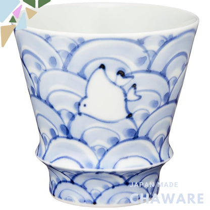 【made in japan】
Arita Ware "Ultimate Shochu Glass" Waves and Seagulls Tumbler, about 280ml Capacity, Ceramic, Microwave 