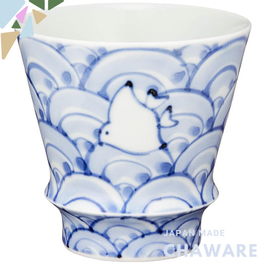 【made in japan】
Arita Ware "Ultimate Shochu Glass" Waves and Seagulls Tumbler, about 280ml Capacity, Ceramic, Microwave 