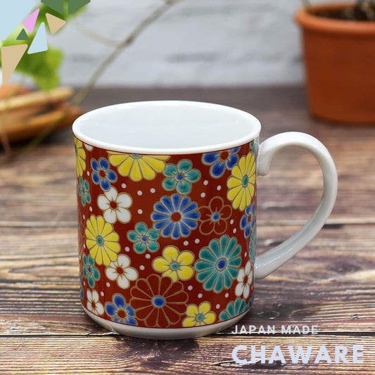 Waza no Kura Kutani Porcelain Mug - Ume and Chrysanthemum Design, Premium Tableware, Made in Japan, Gift for 60th Birthd