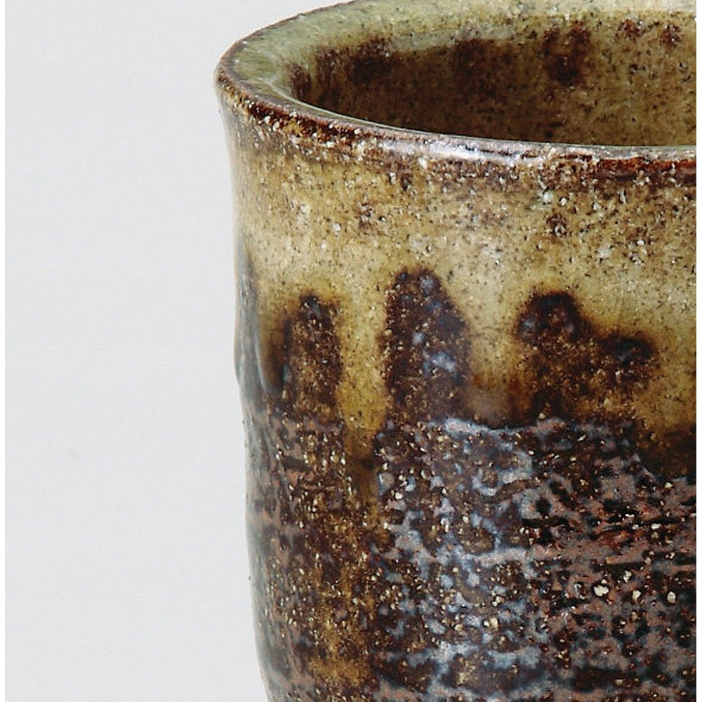 【made in japan】Sōhō Kiln Black Shigaraki Yūnomi Brown Tea Cup, Long Size, Approximately φ7×8cm, Model 491-07-563 - Perfect for Traditional Japanese Tea Ceremonies.