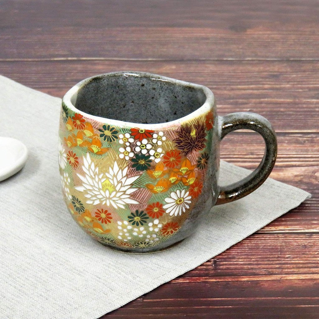 Stylish Kutani Ware Mug with Kinka Design - High-Quality Ceramic Tableware, Premium Japanese Brand, Made in Japan. Perfect for Tea or Coffee Lovers!chaware