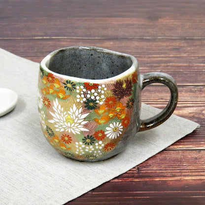Stylish Kutani Ware Mug with Kinka Design - High-Quality Ceramic Tableware, Premium Japanese Brand, Made in Japan. Perfect for Tea or Coffee Lovers!chaware