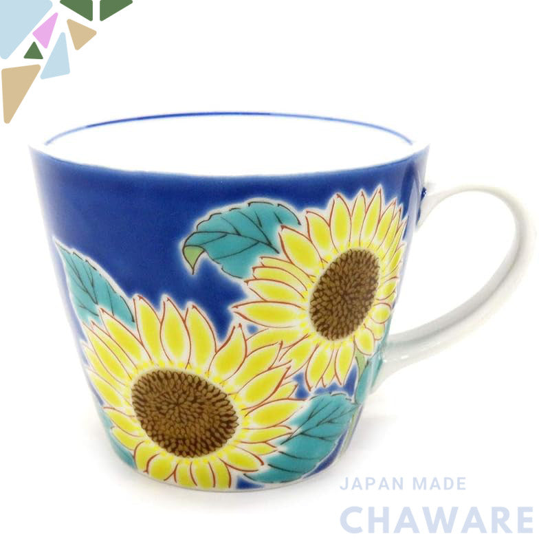 Stylish Kutani Ware Mug with Sunflower Design - High-Quality Ceramic Tableware from Japan, Elegant Brand for Your Dining