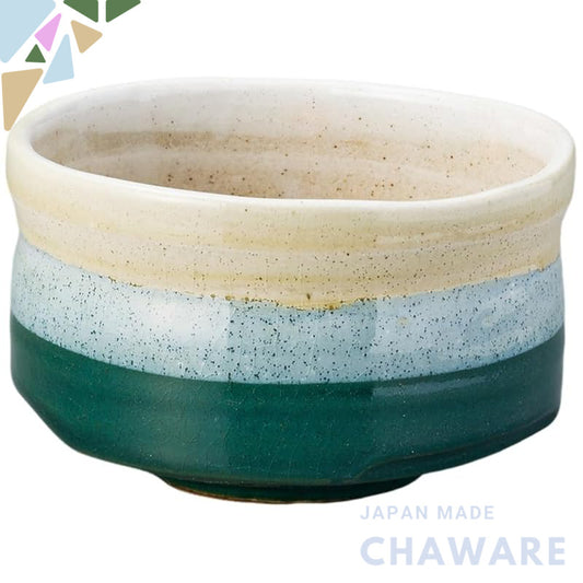 Ale-net Matcha Bowl - Japanese Ceramic Tea Bowl, Diameter 13cm x Height 8cm, Iridescent Green, Mino Ware, Made in Japan