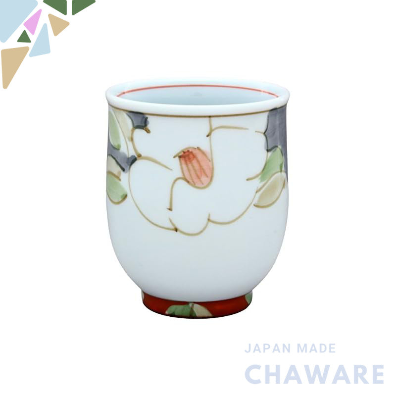 【made in japan】
Hasami-yaki Sen-uemon Pottery Colorful Camellia Tea Cup in Red – Beautifully crafted traditional Japanes